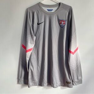 NIKE 2014 USA GK Long Sleeve Shirt Jersey Soccer Mens Gray Dri Fit Size XL